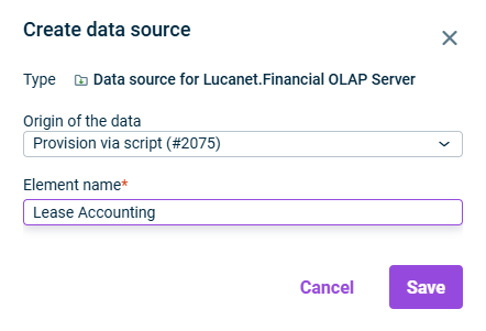 The dialog for creating a data source is displayed.