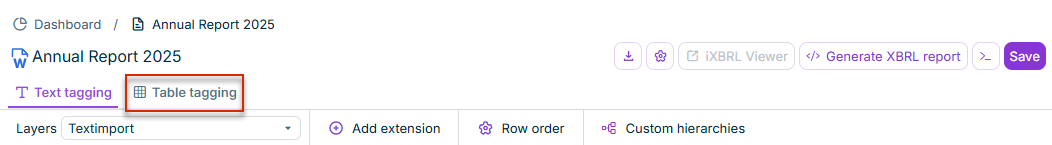 Open the table tagging layer