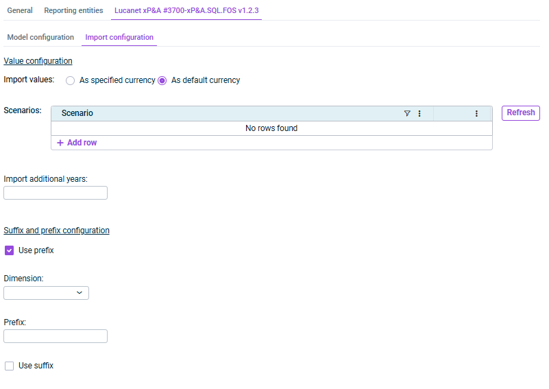 Shows the 'Model configuration' tab of the data source
