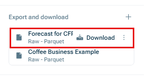 Shows an export in the 'Export and download' section.