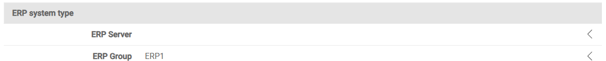 Shows the 'ERP system type' area of the detail view of a company in VAT with the fields 'ERP Server' and 'ERP Group' with the value 'ERP1'.