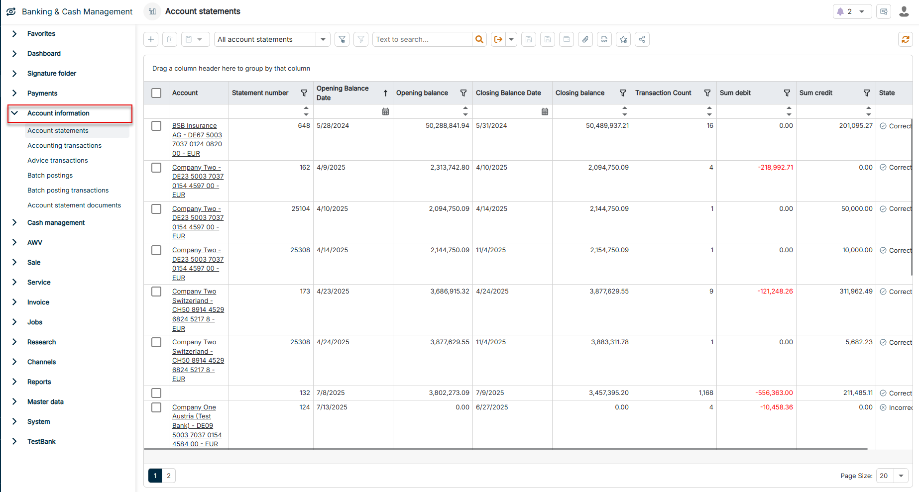 The Account information functional area is displayed.