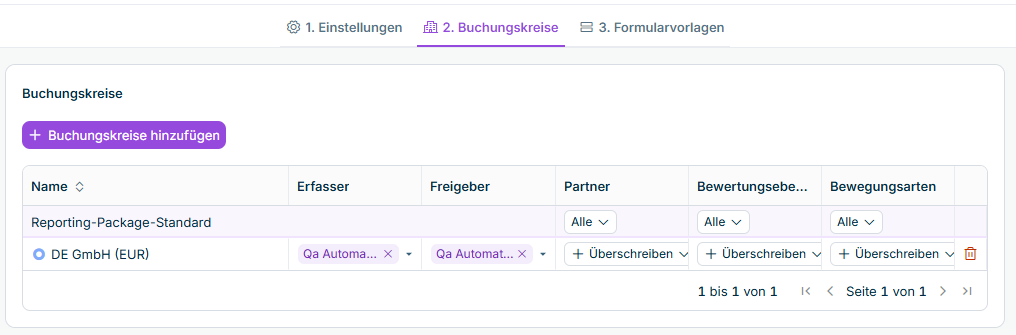 Der zweite Schritt des Assistenten zum Erstellen eines Reporting-Packages wird angezeigt.